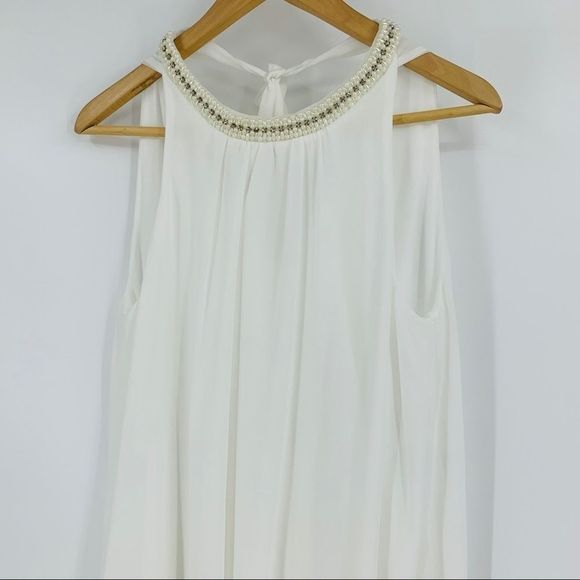 Soprano Swing Dress 9269 Small Chiffon White Beade - Picture 8 of 8